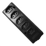 Tomada Barra Naticon   Quintupla 10A 2 Polos +Terra Preta 571