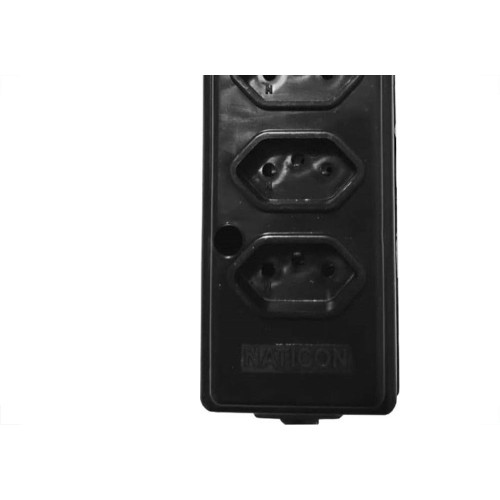 Tomada Barra Naticon   Quintupla 10A 2 Polos +Terra Preta 571