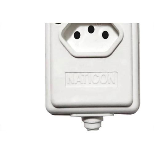 Tomada Barra Naticon   Dupla 10A 2 Polos +Terra Branca 573