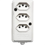 Tomada Barra Naticon   Tripla 10A 2 Polos +Terra Branca 574