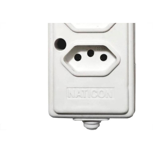 Tomada Barra Naticon   Tripla 10A 2 Polos +Terra Branca 574