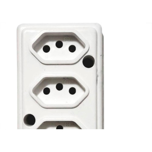 Tomada Barra Naticon   Tripla 10A 2 Polos +Terra Branca 574
