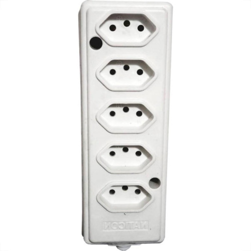 Tomada Barra Naticon   Quintupla 10A 2 Polos +Terra Branca 576