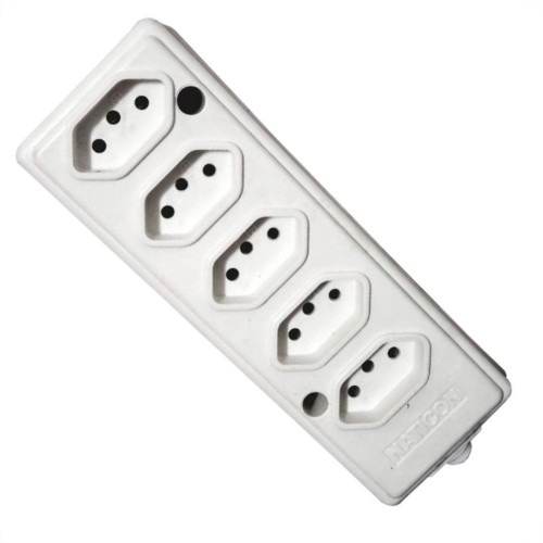 Tomada Barra Naticon   Quintupla 10A 2 Polos +Terra Branca 576