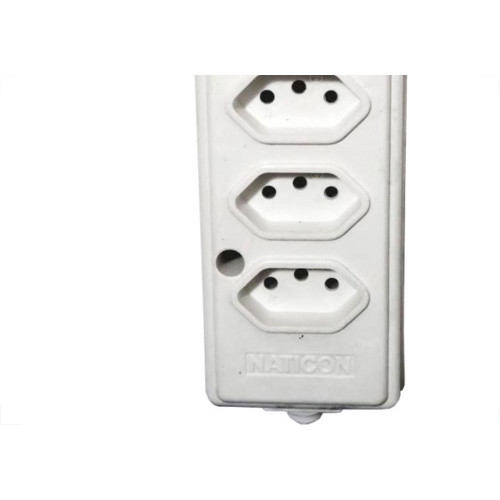 Tomada Barra Naticon   Quintupla 10A 2 Polos +Terra Branca 576