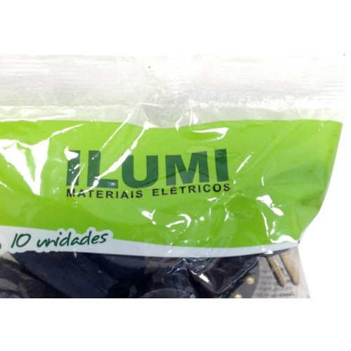 Pino Prensa Cabo Ilumi Gigante 2 Polos+Terra 10A Preto 1418Pct - Kit C/10 