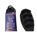 Extensao Naticon Tripla Paralela 2X0,75 Preta 5M 561