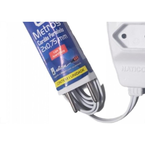 Extensao Naticon Tripla Paralela 2X0,75 Branca 2M 578