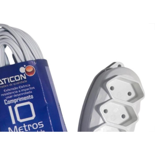 Extensao Naticon Tripla Paralela 2X0,75 Branca 10M 581