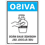 Placa Sinalizacao Poliestireno 15X20 ''Use Alcool Em Gel''  Cov02
