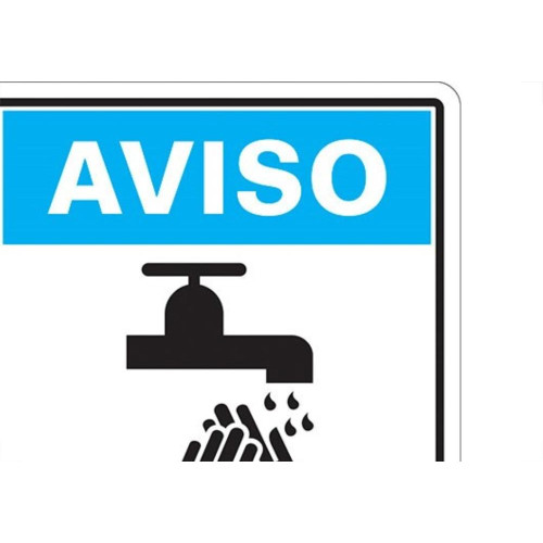 Placa Sinalizacao Poliestireno 15X20 ''Aviso Evite Contaminacao Lave As Maos'' 220Bt