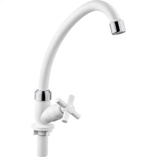 Torneira Abs Bica Movel Mesa Herc 1/4V Branca Cromada 3905