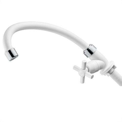 Torneira Abs Bica Movel Mesa Herc 1/4V Branca Cromada 3905