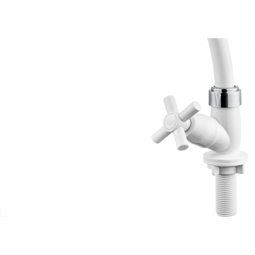 Torneira Abs Bica Movel Mesa Herc 1/4V Com Arejador Articulavel Branca Cromada 3907