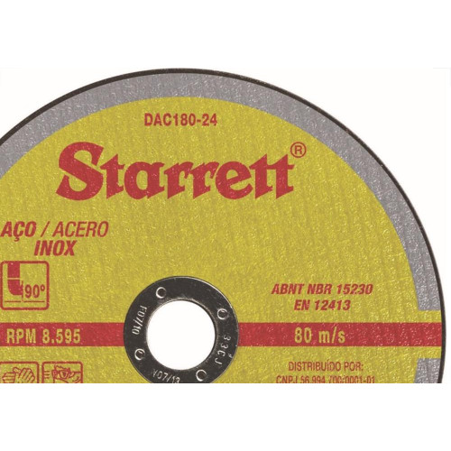Disco De Corte Para Inox Starrett 7 X 1,6Mm X 7/8 Dac180-24 - Kit C/12 