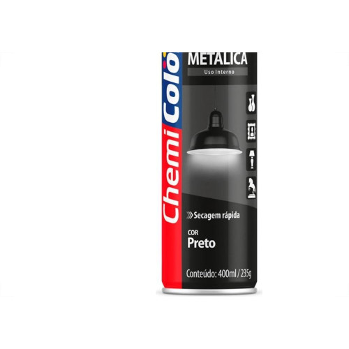Tinta Spray Chemicolor Metalico Preto 400Ml 