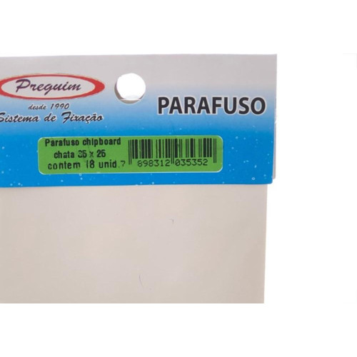 Cartela Parafuso Chipboard Preguim Cabeca Chata Phslips 3,5X25 Com 18 Pecas 5352