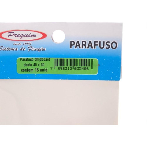 Cartela Parafuso Chipboard Preguim Cabeca Chata Philips 4,0X30 Com 15 Pecas 5406