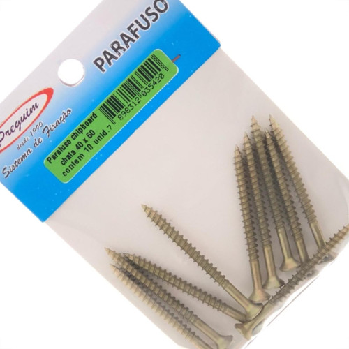 Cartela Parafuso Chipboard Preguim Cabeca Chata Philips 4,0X50 Com 10 Pecas 5420