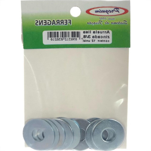 Cartela Arruela Lisa Zincado  3/8'' Preguim Com 12 Pecas 0210