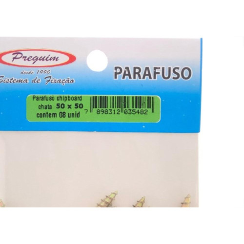 Cartela Parafuso Chipboard Preguim Cabeca Chata Philips 5,0X50 Com 08 Pecas 5482