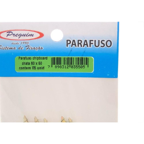 Cartela Parafuso Chipboard Preguim Cabeca Chata Philips 6,0X50 Com 05 Pecas 5505
