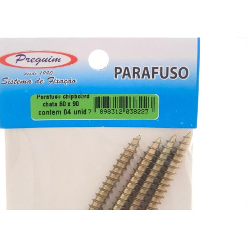 Cartela Parafuso Chipboard Preguim Cabeca Chata Philips 6,0X90 Com 04 Pecas 8223