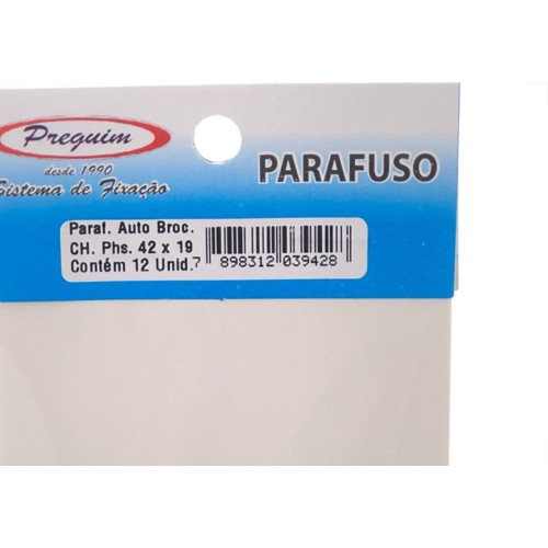 Cartela Parafuso Auto Brocante Preguim Flangeada Philips 4,2X19 Com 12 Pecas 9428