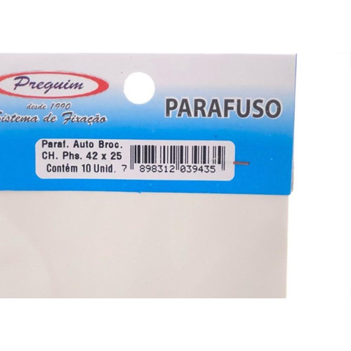 Cartela Parafuso Auto Brocante Preguim Flangeada Philips 4,2X25 Com 10 Pecas 9435