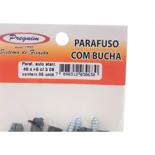 Cartela Parafuso Auto Atarrachante Preguim Cabeca Panela Philips Com Bucha 08Mm Com 06 Pecas 0630