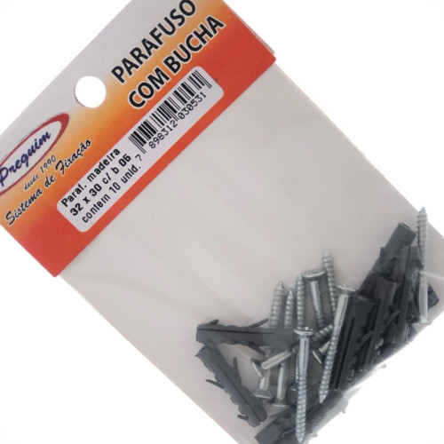 Cartela Parafuso Madeira Preguim Com Bucha 05Mm Philips Com 10 Pecas 0531
