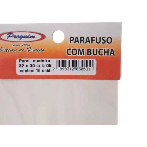 Cartela Parafuso Madeira Preguim Com Bucha 05Mm Philips Com 10 Pecas 0531