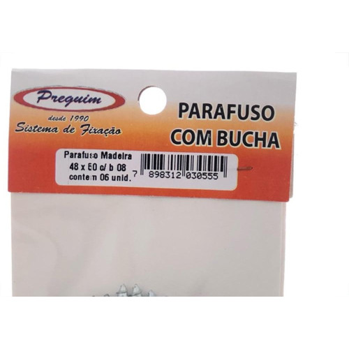 Cartela Parafuso Madeira Preguim Com Bucha 08Mm Philips Com 06 Pecas 0555