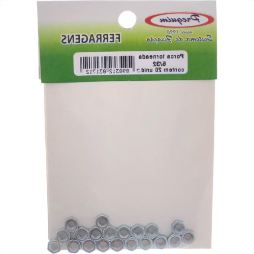 Cartela Porca Torneada Preguim Zincada  5/32'' Nc Com 20 Pecas 1712