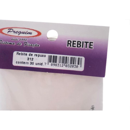 Cartela Rebite Preguim Aluminio Repuxo 312 Com 30 Pecas 2030