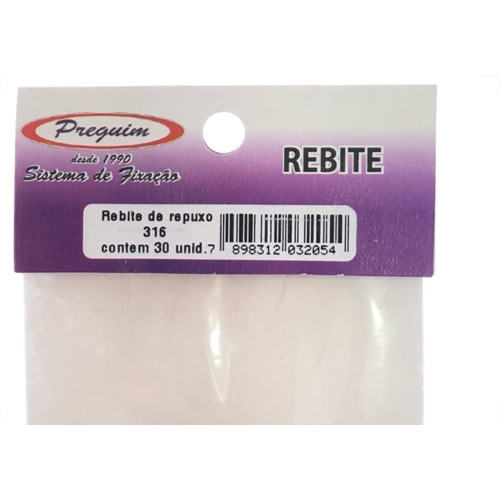 Cartela Rebite Preguim Aluminio Repuxo 316 Com 30 Pecas 2054