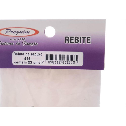 Cartela Rebite Preguim Aluminio Repuxo 416 Com 23 Pecas 2115