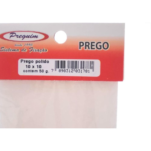 Cartela Prego Preguim Com Cabeca  10X10 (1,50X23mm) Com 50 Gramas 1781