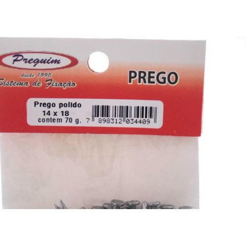 Cartela Prego Preguim Com Cabeca  14X18 (2,20X41mm) Com 70 Gramas 4409