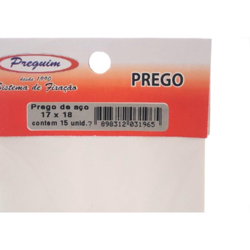 Cartela Prego Aco Preguim Com Cabeca  17X18 (3,00X41mm) Com 15 Pecas 1965