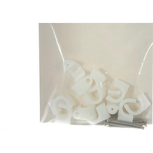 Cartela Grampo Fixa Fio Tipo Garra Branco Preguim Coaxial 08Mm Com 12 Pecas 2627