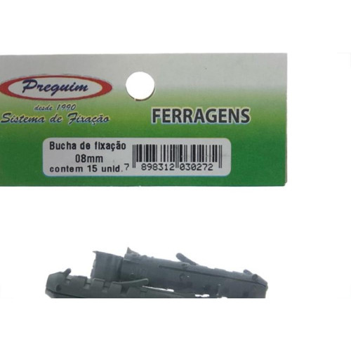Cartela Bucha Fixacao Preguim 08 Com 15 Pecas 0272