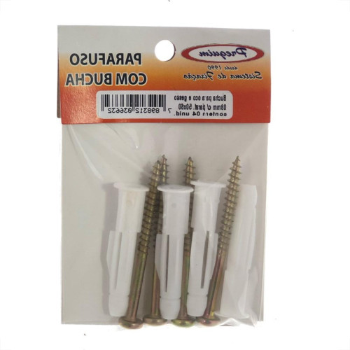 Cartela Bucha Fixacao Preguim Baiano/Gesso 08 Com Parafuso Com 04 Pecas 6632
