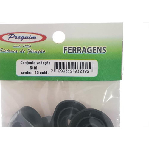Cartela Arruela Para Telha Preguim Conjunto De Vedacao Pvc/Chapa 5/16'' Com 10 Pecas 2382