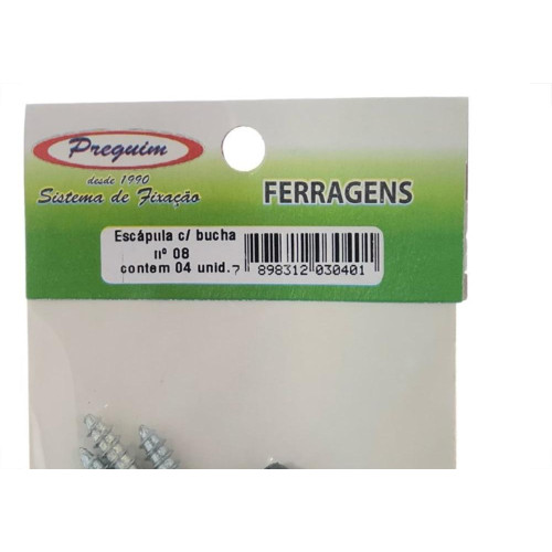 Cartela Escapula Com Bucha 08 Preguim Com 04 Pecas 0401