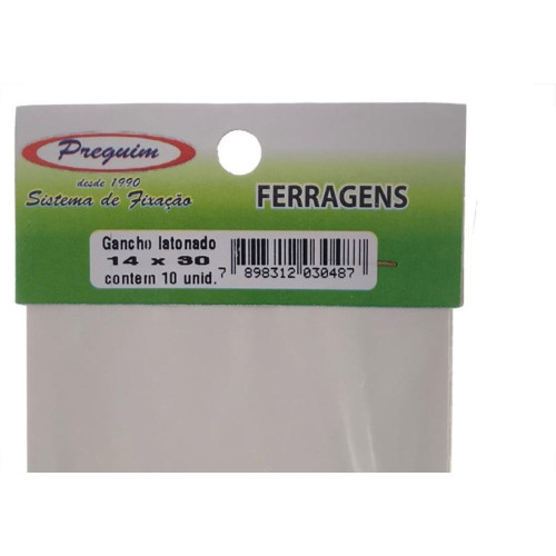 Cartela Gancho Bicromatizado Preguim 14X 30 Com 10 Pecas 0487