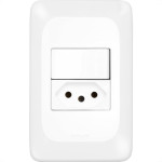 Conjunto Pial Pop 4X2 Branco Com Placa (1Simples+Tomada 20A) Lgx10320