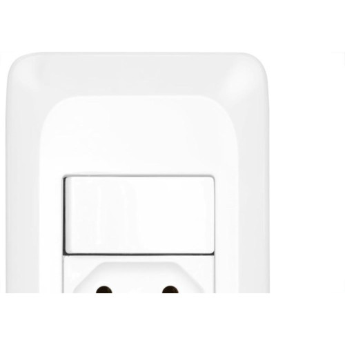 Conjunto Pial Pop 4X2 Branco Com Placa (1Simples+Tomada 20A) Lgx10320