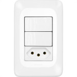 Kit C/3 - Conjunto Pial Pop 4X2 Branco Com Placa (2Simple...