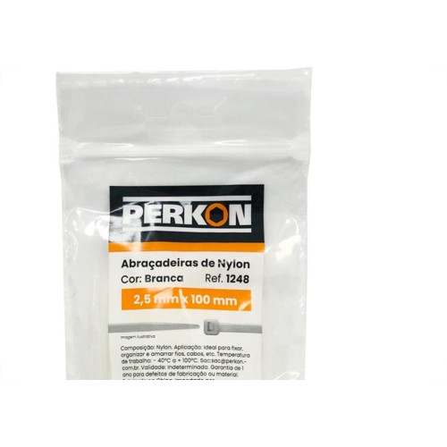 Abracadeira Nylon Perkon Branca 2,5X100 100 Pecas 1248